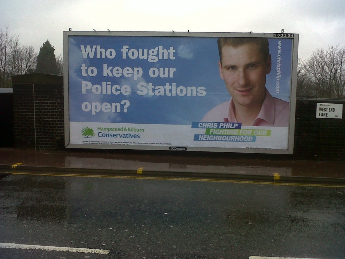 chris philp conservative poster west hampstead