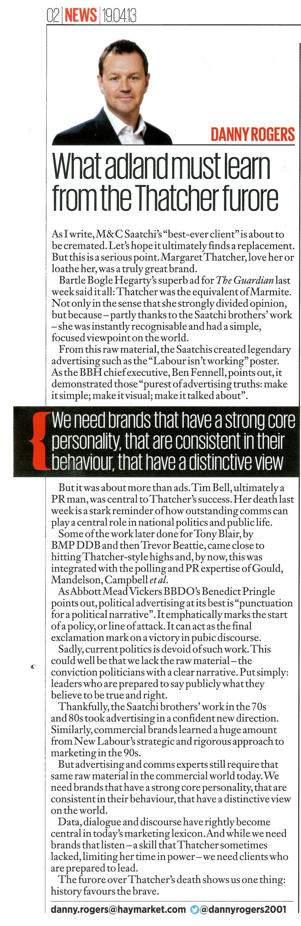 What adland must learn from Thatcher benedict pringle quote