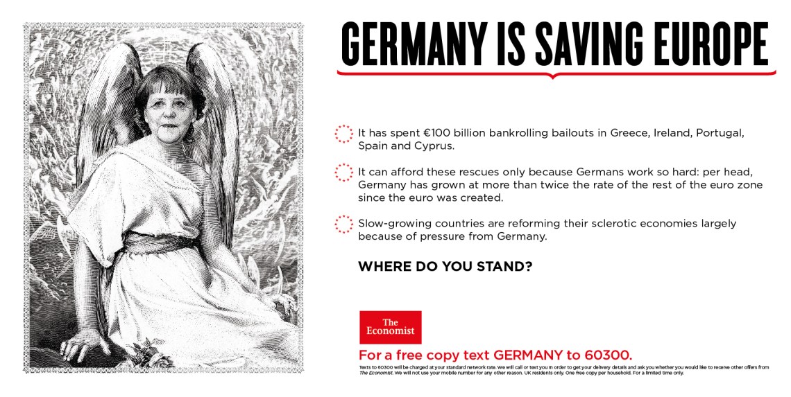 Economist where do you stand advert germany saving europe merkel angel