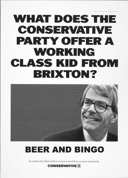 What does the Tory Party offer a white kid from brixton beer and bingo
