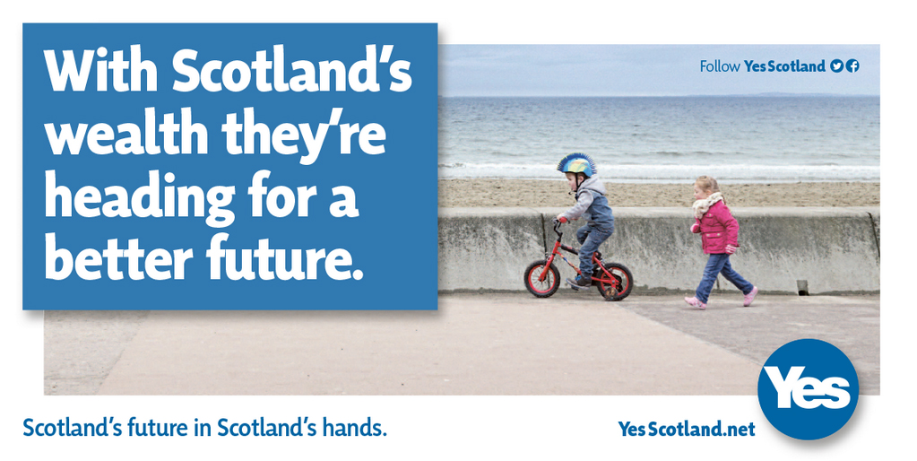 Yes Scotland heading for a better future poster children beach