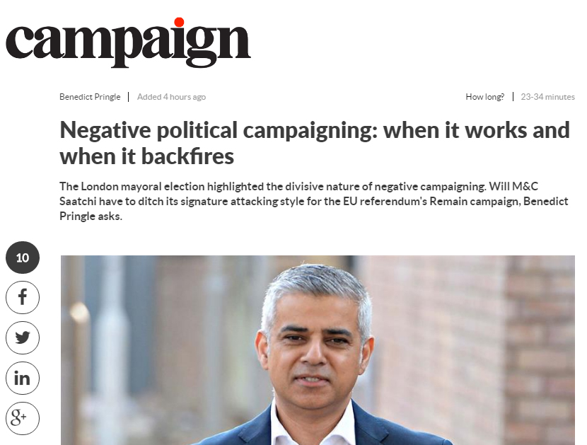 Negative campaigning and when it backfires Benedict Pringle Campaign Magazine