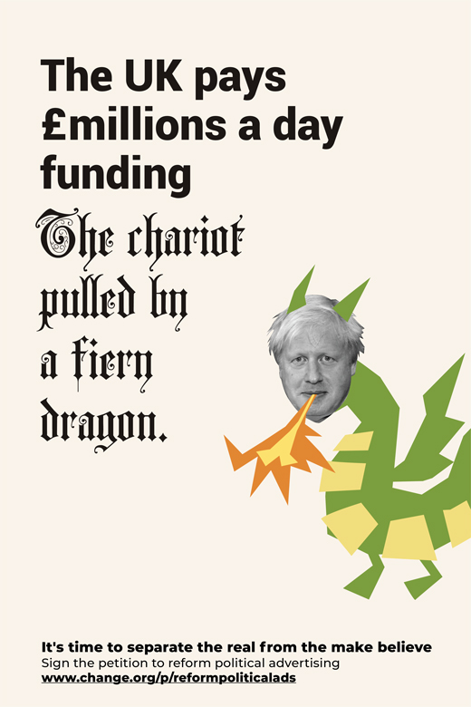 Boris Johnson Dragon reform political advertising